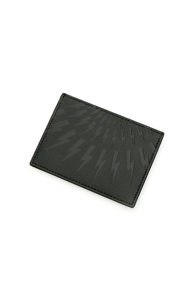 Shop Neil Barrett Fair-isle Thunderbolt Card Holder In Black Black