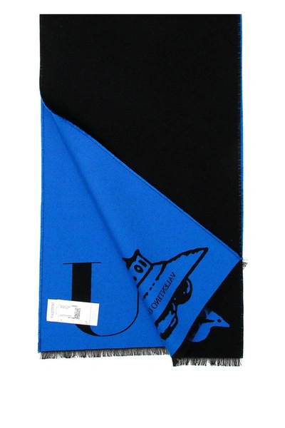 Shop Valentino Garavani Undercover Scarf In Nero Azzurro