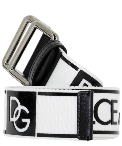 Shop Dolce & Gabbana Logo Tape Belt In White