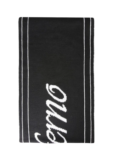Shop Msgm Scarf With Logo Inlay In Black