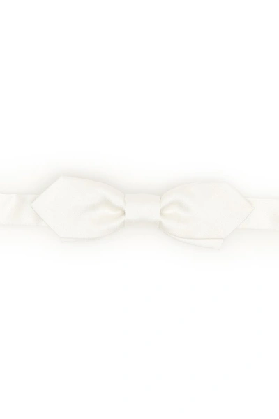 Shop Dolce & Gabbana Silk Bow Tie In Bianco Ottico