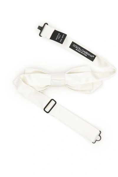 Shop Dolce & Gabbana Silk Bow Tie In Bianco Ottico