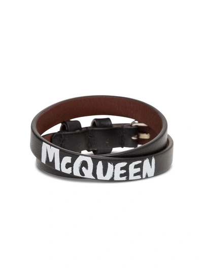 Shop Alexander Mcqueen Studded Double Loop Bracelet In Black