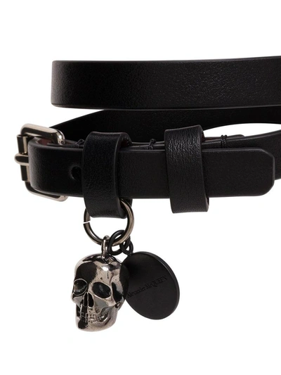 Shop Alexander Mcqueen Studded Double Loop Bracelet In Black