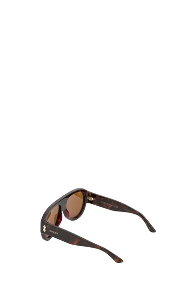 Shop Gucci Aviator Acetate Sunglasses In Brown