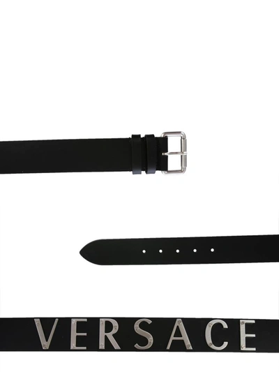 Shop Versace Belt With Buckle And Logo In Black