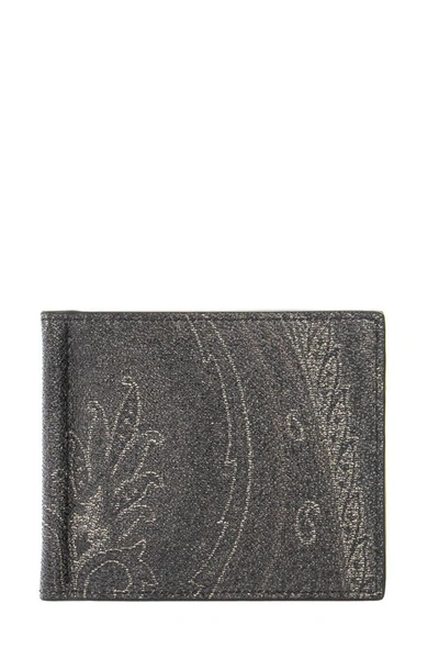 Shop Etro Paisley Wallet In Black/grey