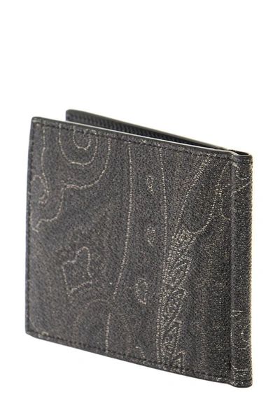 Shop Etro Paisley Wallet In Black/grey