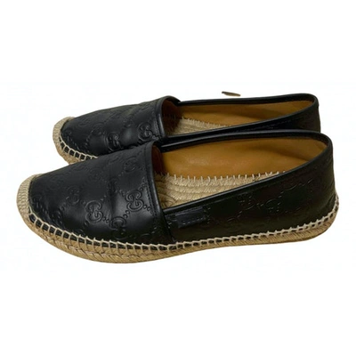 Pre-owned Gucci Black Leather Espadrilles