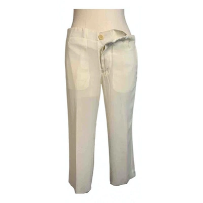 Pre-owned Rick Owens Silk Straight Pants In White