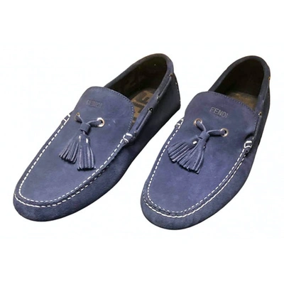 Pre-owned Fendi Navy Suede Flats