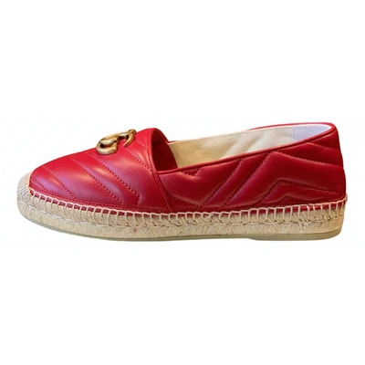 Pre-owned Gucci Red Leather Espadrilles