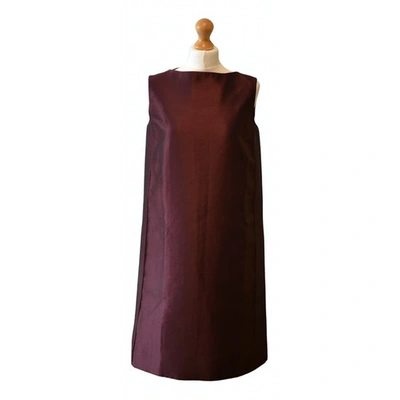 Pre-owned Roberto Capucci Silk Mid-length Dress In Burgundy