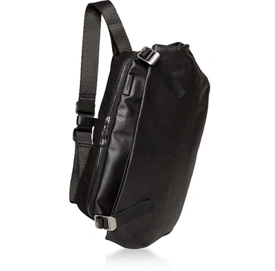 Shop Côte And Ciel Designer Men's Bags Black Riss Coated Canvas One Shoulder Backpack In Noir