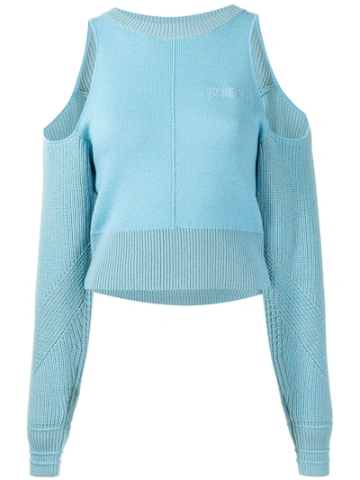 Shop Ground Zero Open-shoulder Sweater In Blue