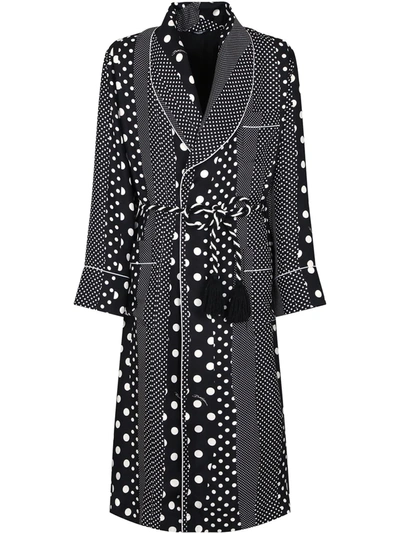Shop Dolce & Gabbana Multi-panel Polka-dot Print Silk Gown In Black