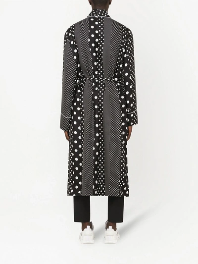 Shop Dolce & Gabbana Multi-panel Polka-dot Print Silk Gown In Black