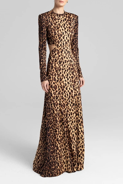 Shop A.l.c Gabriela Leopard Print Silk Blend Dress In Brown Multi