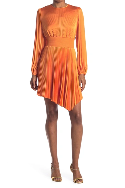 Shop A.l.c Behati Asymmetrical Hem Pleated Dress In Orange