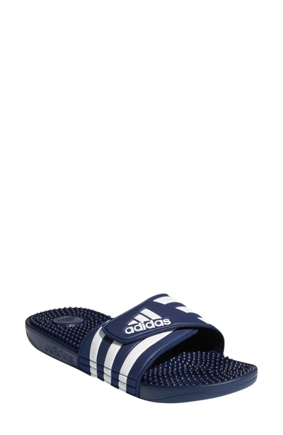 Shop Adidas Originals Adissage Slide Sandal In Dkblue/ftw