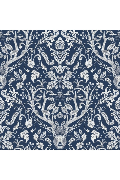 Wallpops Navy Escape To The Forest Peel & Stick Wallpaper In Blue