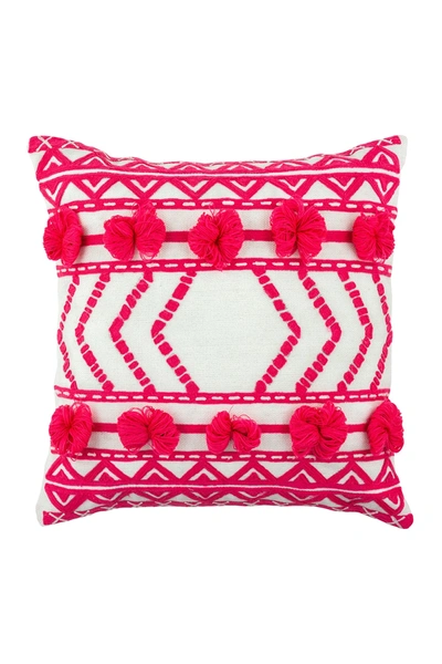 Shop Divine Home Embroidered Thelma Outdoor Pillow In Pink