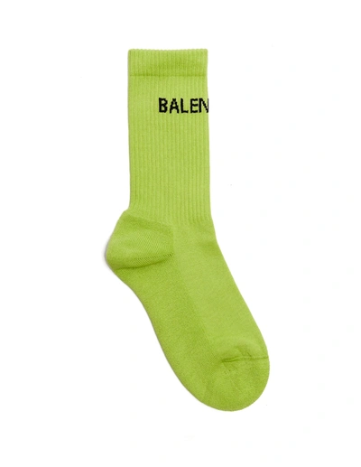 Shop Balenciaga Cotton Logo Socks In Green