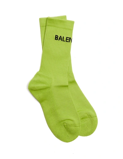 Shop Balenciaga Cotton Logo Socks In Green