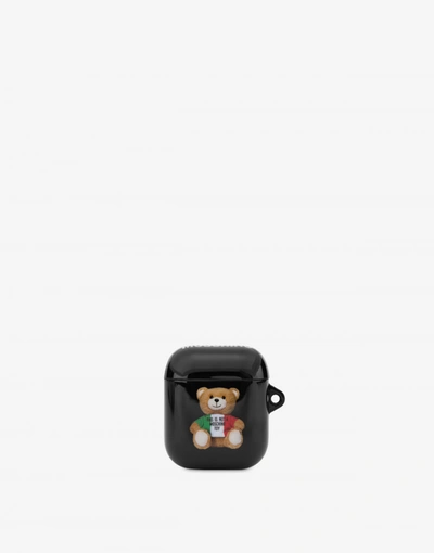 Shop Moschino Airpods Holder Italian Teddy Bear In Black