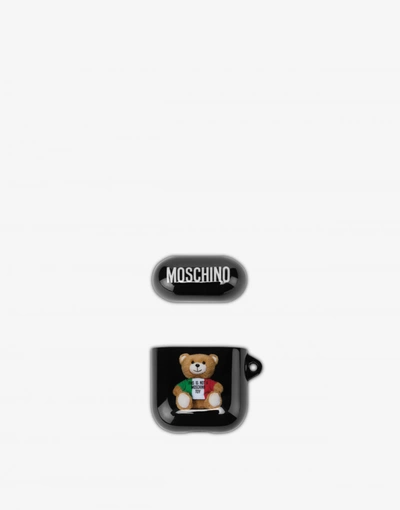 Shop Moschino Airpods Holder Italian Teddy Bear In Black