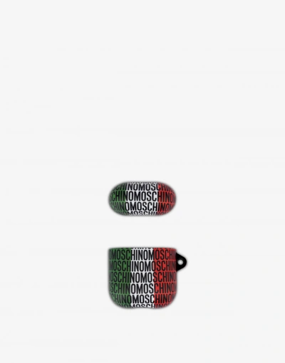 Shop Moschino Tricolor Airpods Holder Lost & Found In Multicoloured