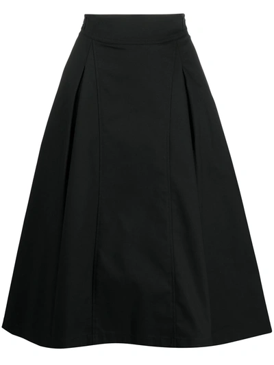 3.1 Phillip Lim Buckled Pleated Cotton-blend Midi Skirt In Black