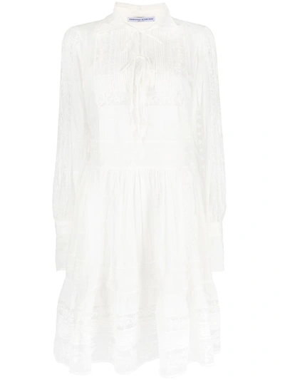 Shop Ermanno Scervino Lace-panelled Voile Dress In White