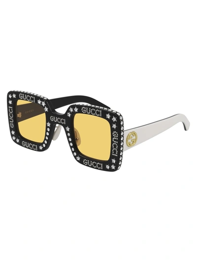 Shop Gucci Gg0780s Sunglasses In Black Ivory Yellow