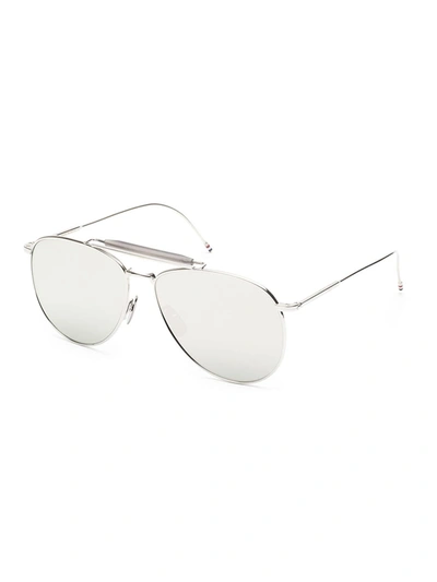 Shop Thom Browne Tb/015/ltd/slv/62 Sunglasses In Silver Grey