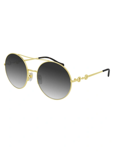 Shop Gucci Gg0878s Sunglasses In Gold Gold Grey