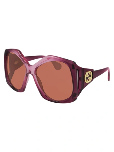 Shop Gucci Gg0875s Sunglasses In Burgundy Burgundy Ora