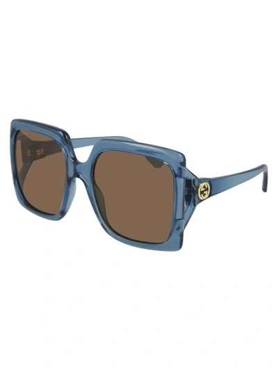 Shop Gucci Gg0876s Sunglasses In Blue Blue Brown