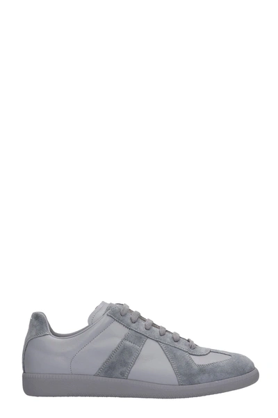 Shop Maison Margiela Replica Sneakers In Grey Suede And Leather