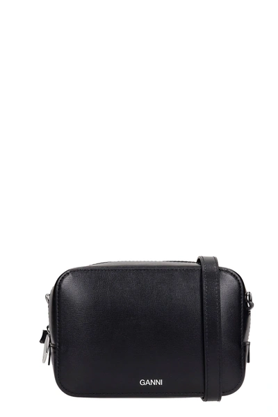 Shop Ganni Shoulder Bag In Black Leather