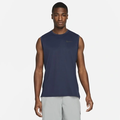 Shop Nike Men's  Pro Dri-fit Tank Top In Blue