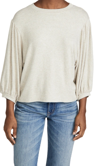 Shop Velvet 3/4 Sleeve Sweatshirt In Oatmeal