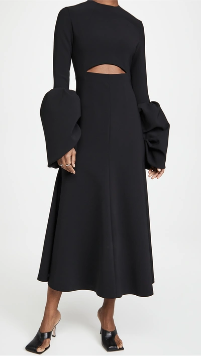 Shop A.w.a.k.e. Puff Sleeve Maxi Dress In Black