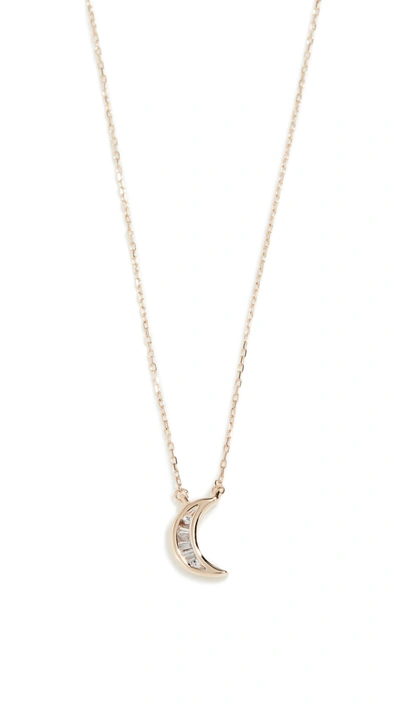 Shop Adina Reyter Baguette Moon Necklace In 14k Yellow Gold