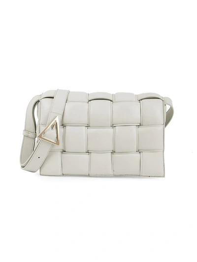 Shop Bottega Veneta The Cassette Padded Leather Crossbody Bag In White