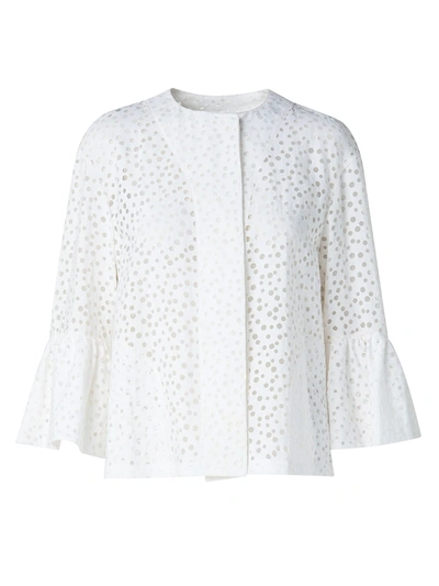 Shop Akris Punto Women's Organza Dot Bell-sleeve Jacket In Cream