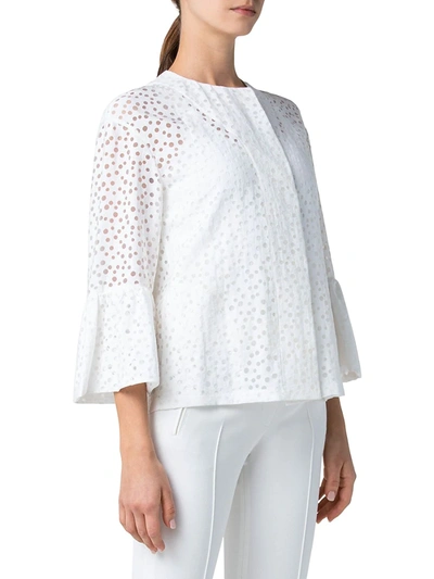 Shop Akris Punto Women's Organza Dot Bell-sleeve Jacket In Cream