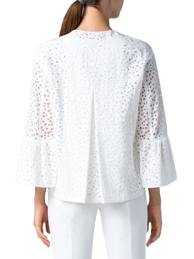 Shop Akris Punto Women's Organza Dot Bell-sleeve Jacket In Cream