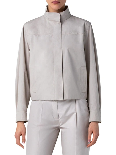 Shop Akris Punto Cropped Gabardine Boxy Jacket In Light Taupe