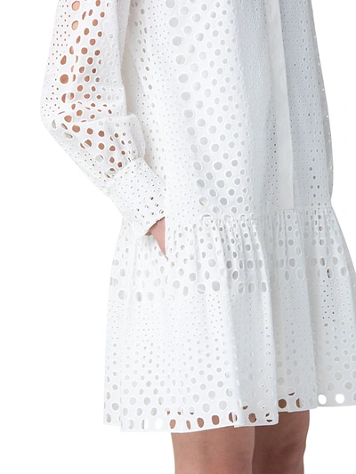 Shop Akris Punto Eyelet Ruffle-hem Shirtdress In Cream